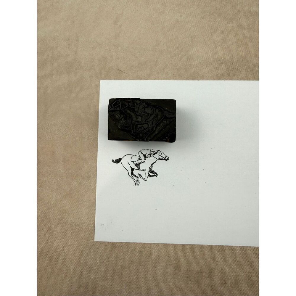 Antique Vintage Racehorse Horse Letterpress Print Type Cut Stamp Block Equine